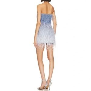 Sofia feather dress in white / ombré retrofete revolve brand new with tags